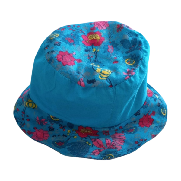 chapeau adulte coté fleur turquoise